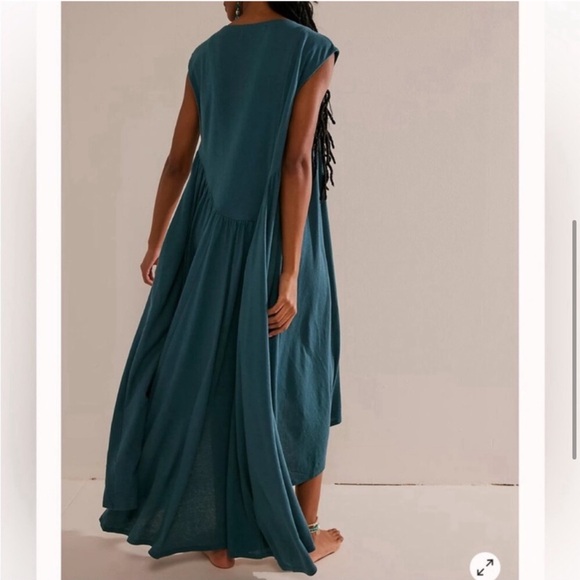 Free People Madelyn Midi Oversized Dress W/Pockets in Mediterranean Sz S NWOT - Picture 4 of 9